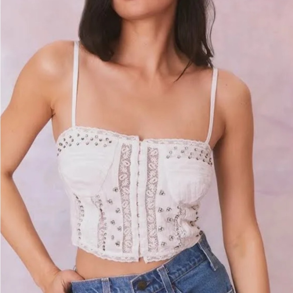 Embellished White Women's Top